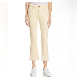 NWOT Paige Collette crop flare jeans faded pastel yellow high rise size 27